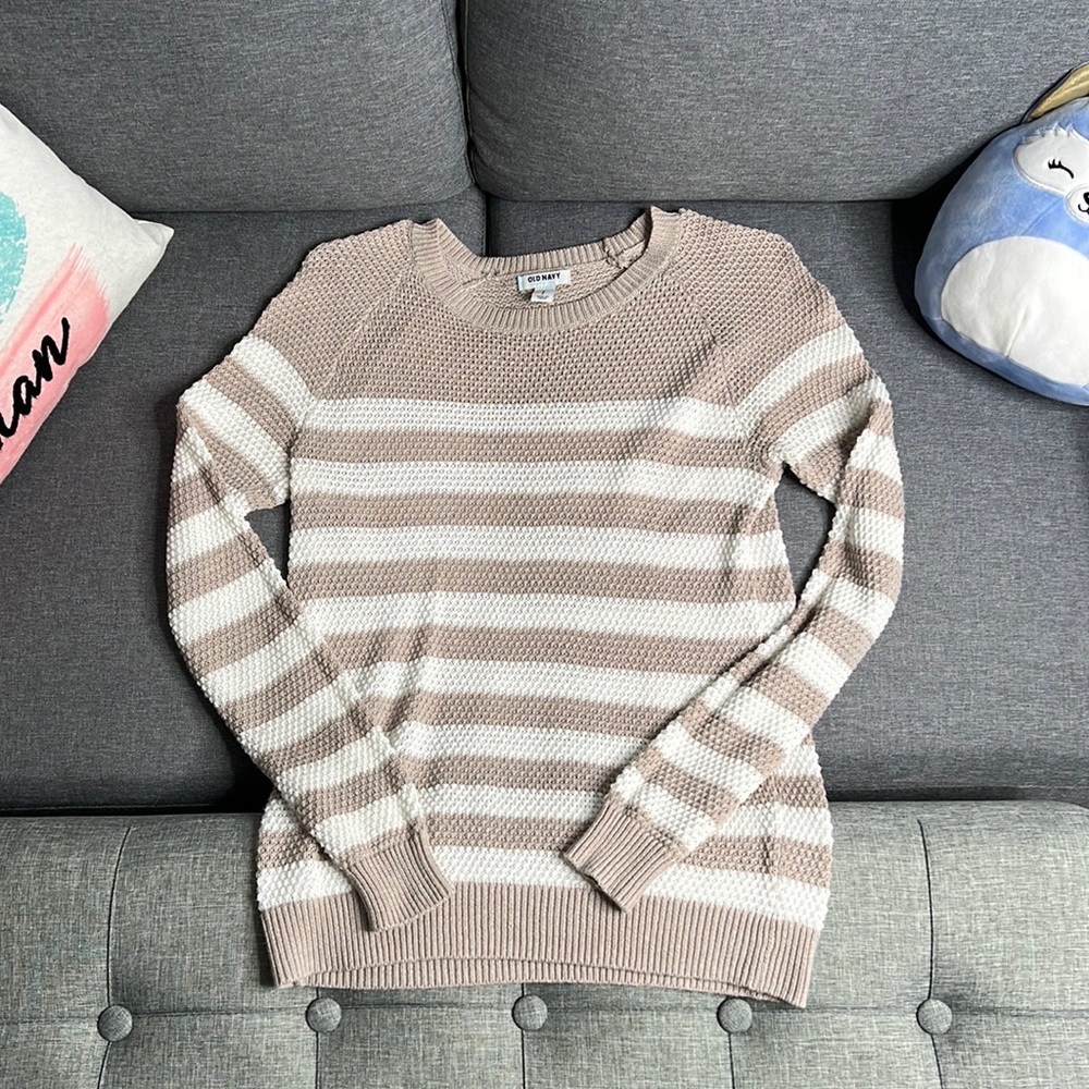 Cream and Beige Striped Old Navy Sweater